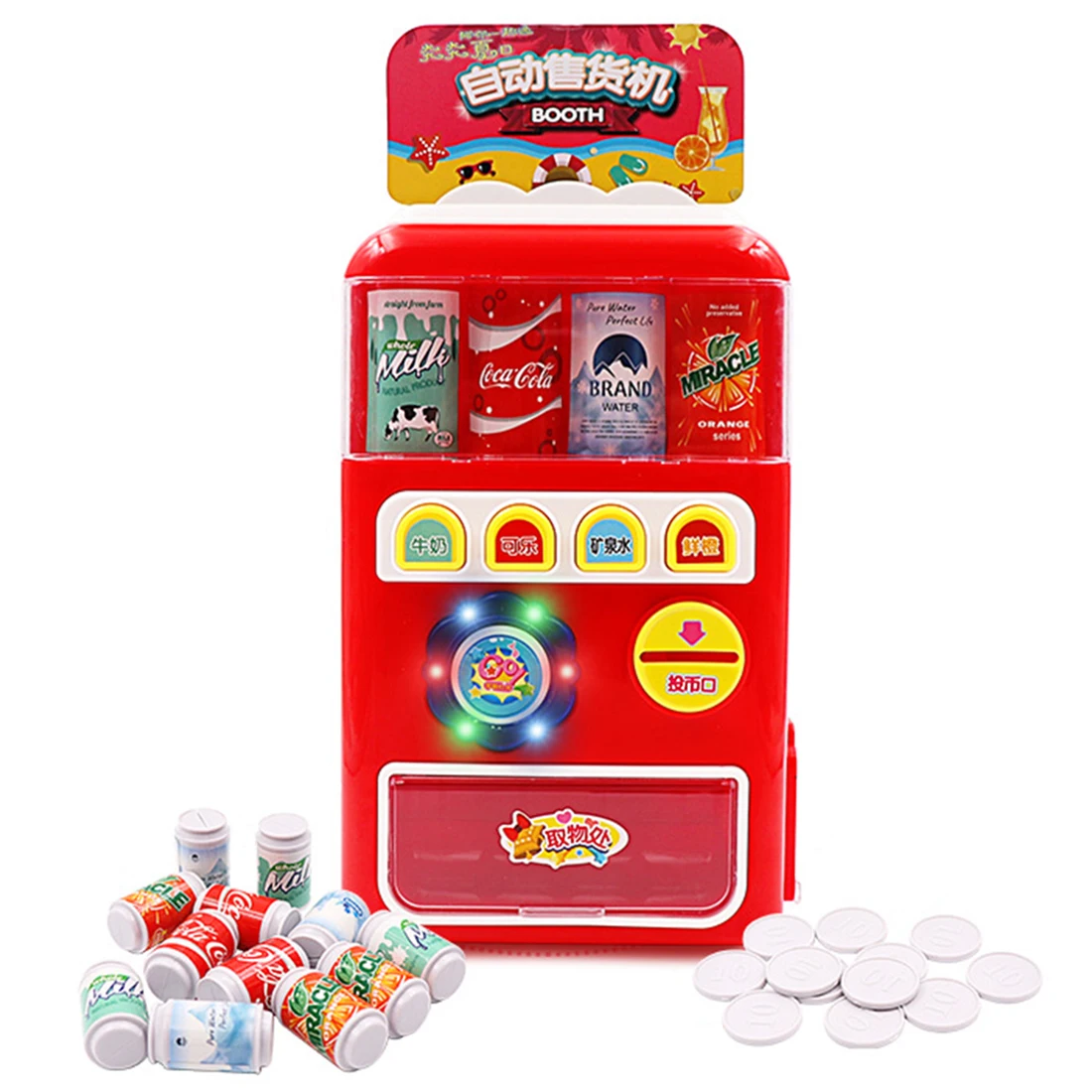 Children Pretend Play Toys Simulation Vending Machine Playset for Kids
