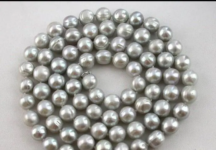 

FREE SHIPPING HOT sell new Style >>>>LONG 32" 11MM ROUND GRAY FRESHWATER PEARL NECKLACE
