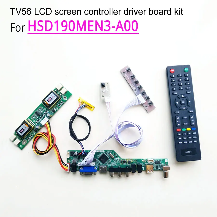 

For HSD190MEN3-A00 computer LCD monitor CCFL 4-lamp 30pin 19" LVDS 1280*1024 HDMI/VGA/AV/USB/RF TV56 controller driver board kit