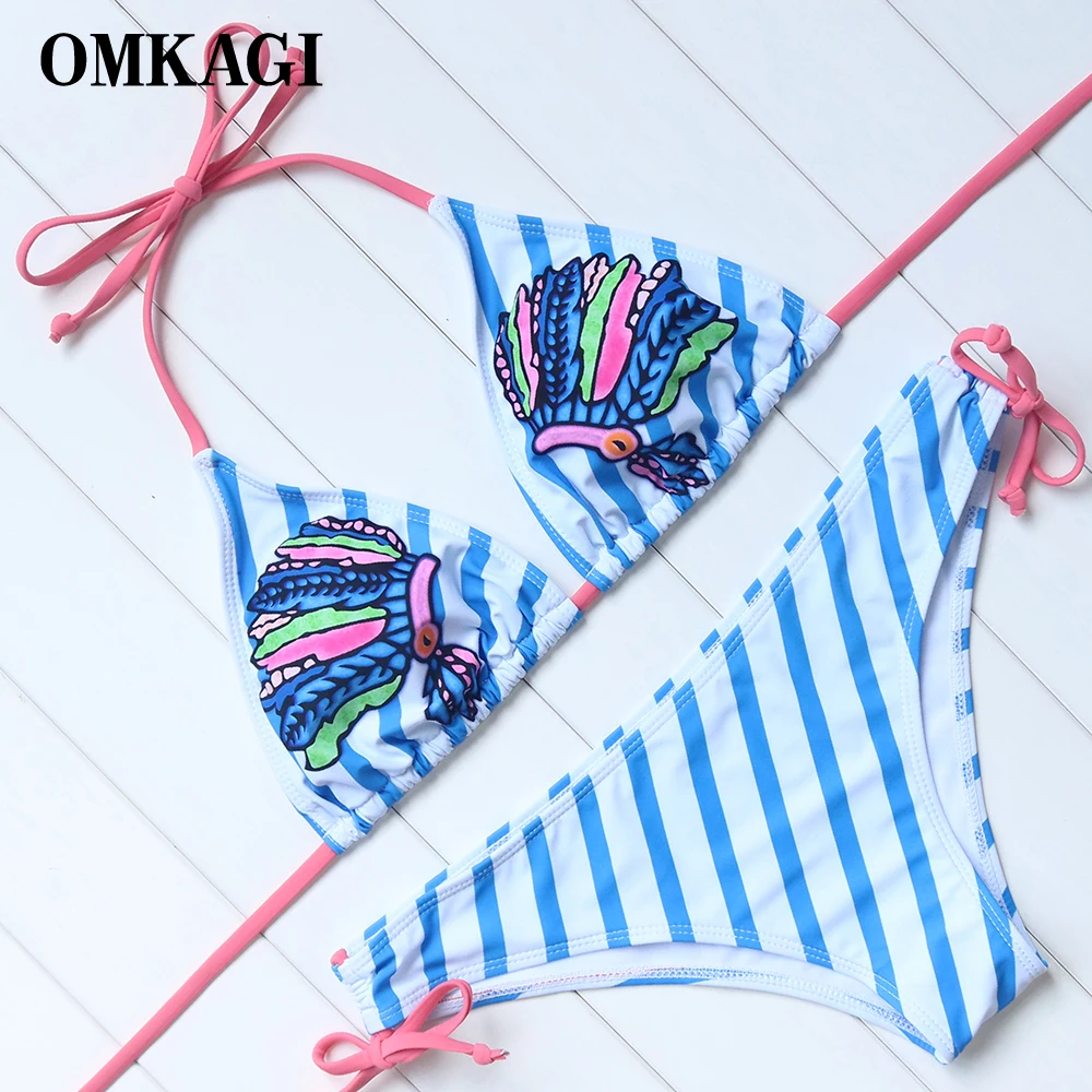 OMKAGI Brand Micro Bikini Set Swimsuit Swimwear Women Sexy Push Up Bandage Swimming Bathing Suit Beachwear Brazilian Bikini 2018