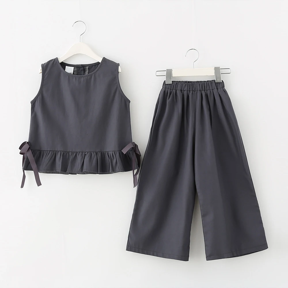 

2018 Girls Vest Suit Summer New Children's Cotton Baby Vest Tops +pants For Girls Kids Clothes Outfit Suits TZ11