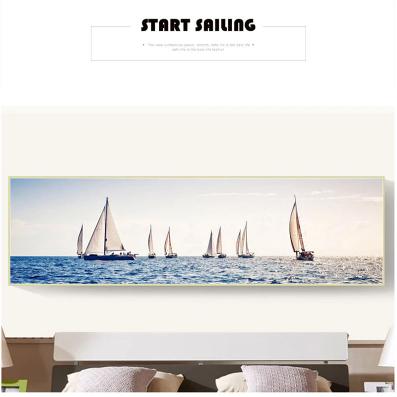 5D Diamond Embroidery Rhinestones Sails In The Sea Picture Of Rhinestones  Full Package Diamond Painting Cross Stitch Needlework