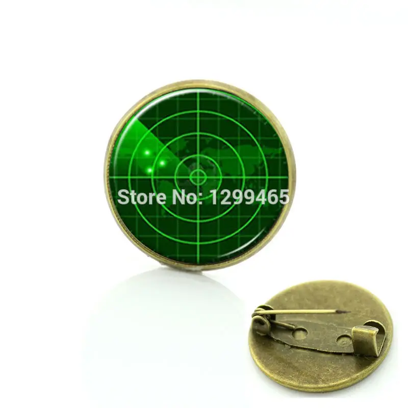 

New Elegant Design green Radar badge Decoration male Radar Screen metal pin Wholesale Navy Ship Radar brooches C 1044