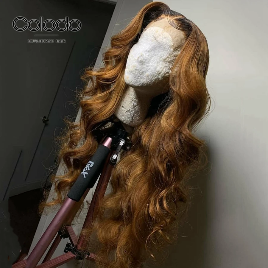 COLODO блондинка Синтетические волосы на кружеве парик с детскими волосами 13X4 свободная волна парик Волосы remy бразильский Синтетические волосы на кружеве парики из натуральных волос для Для женщин