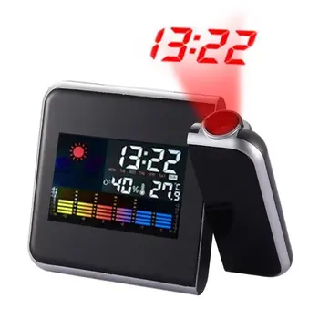 

LED Alarm Clock Temperature Desk Time Projection Digital Alarm Clock Color Weather LCD Display Backlight Digital Home Decor