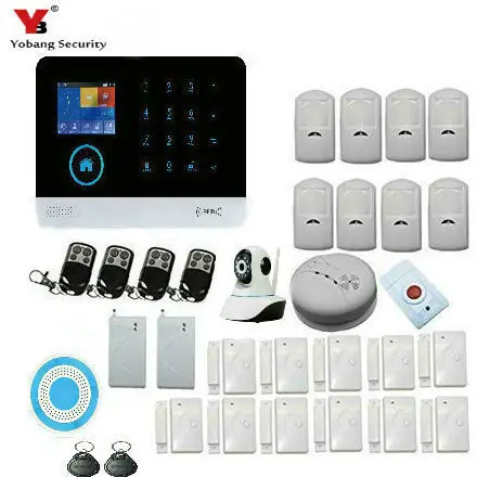 

YobangSecurity TouchKeypad WIFI GSM GPRS Wireless Home Burglar Security Alarm System IP Camera Smoke Fire Sensor IOS Android APP