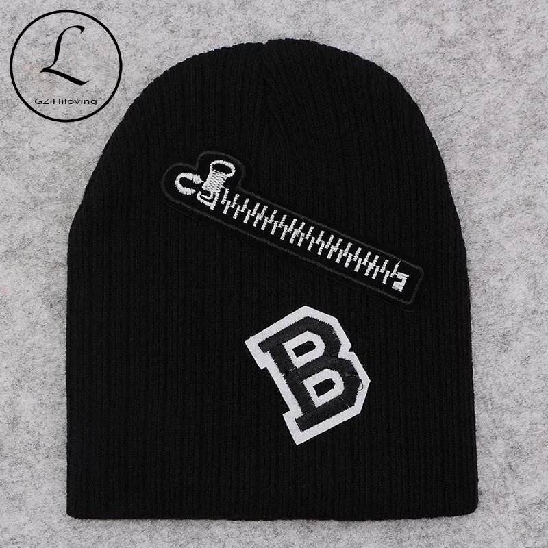 

GZhilovingL Winter Kids Hats Soft Warmer Cotton Knitted Beanies Hats For Baby Boys Girls Infants Cute Zipper Letter Crochet Caps