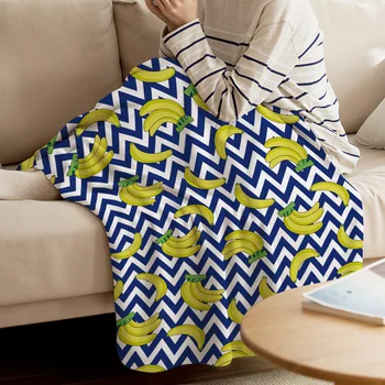 

BIGHOUSES Throw Blanket Fruit Throw Blanket Banana Wave Soft Warm Microfiber Blanket Flannel Blanket