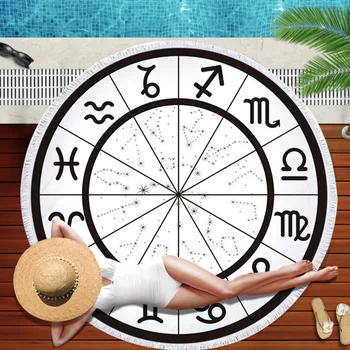 

Printed Star Pattern Round Beach Towel 150*150 Microfiber Tassel Living Room Wall Hanging Tapestry Plush Yoga Mat