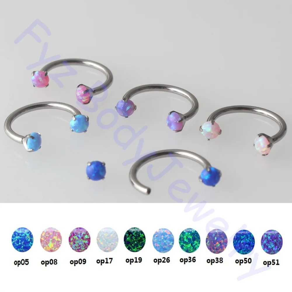 

G23 Titanium Opal Nose Rings Internal Thread Nipple Ring 16g Eyebrow Ring Ear Cartilage Tragus Stud Lip Piercing Body Jewelry