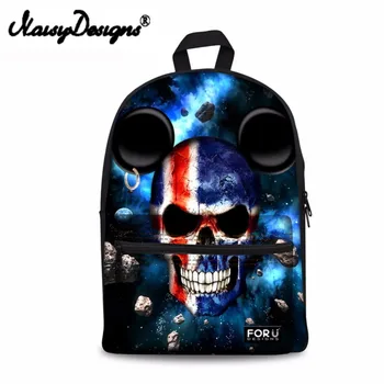 

Noisydesigns Colorful Skull 3D Printing Shoulder Backpack for Teen students kid gifts bag Customize image Children Schoolbag