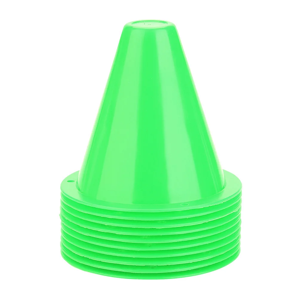 10Pcs Plastic Training Cones Sport Marking Cups Soccer Basketball Skate Marker Outdoor Activity Supplies - Цвет: Green