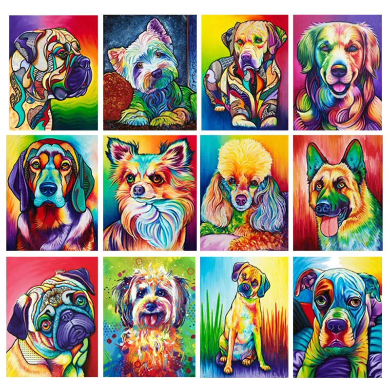 

Diamond Painting Full Square 5D Diamond Embroidery Colorful Animal Dog Diamond Cross Stitch,mosaic Diamond Room Decoration