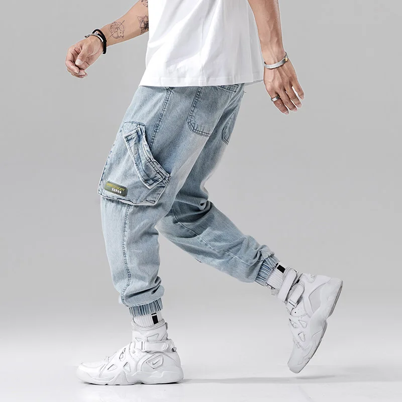 

2019 New Autumn Street Washing Process Multi-Pockets Men's Jogger Jeans Fashion Casual Male Pencil Style Denim Jeans Streetwear