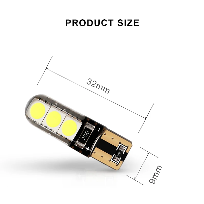 2 шт. Автомобильные светодиодные силиконовые лампы T10 W5W 12 В 5050 6 SMD|Сигнальная