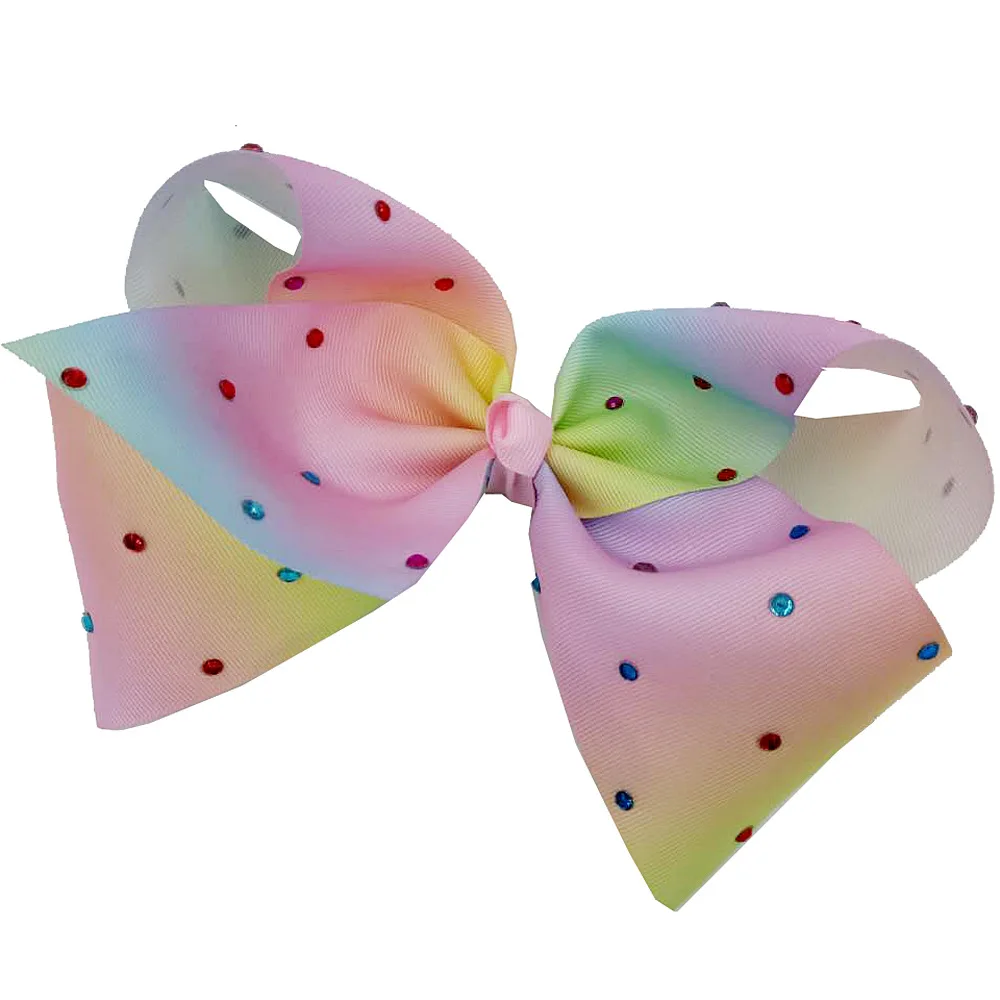 Newest 7'' Jojo swia Bow Large Bowknot Hairpins with Diamond Girl Barrette Colorful Hair Clip Accessories |