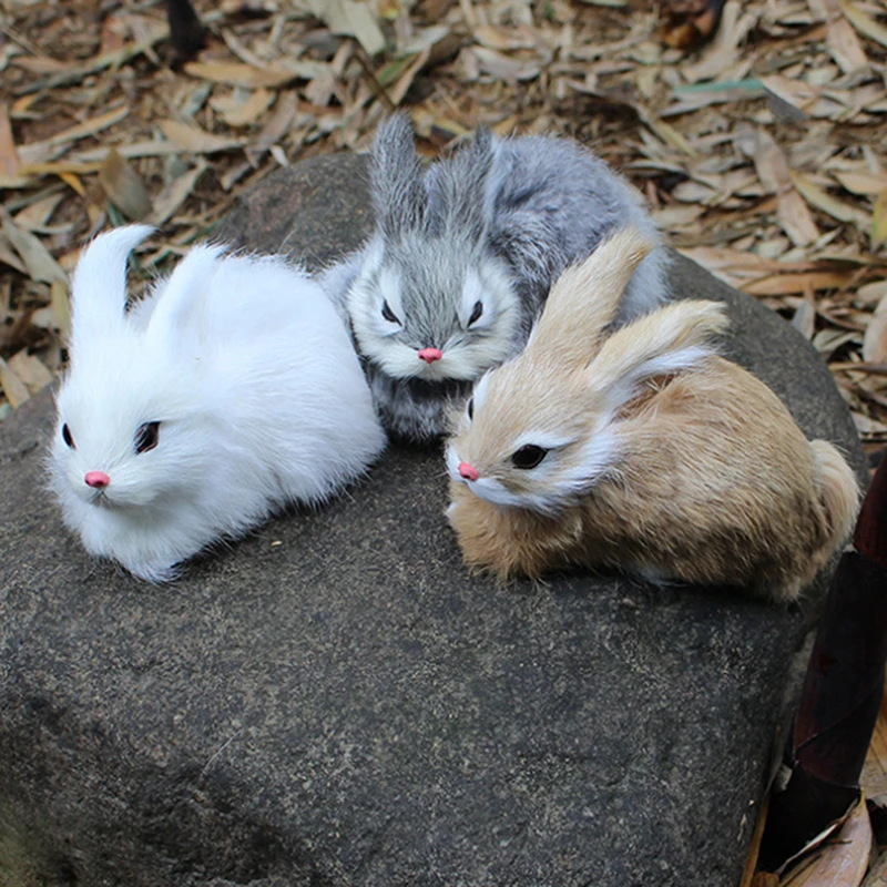 

Mini Cute White Plush Rabbits Fur Lifelike Animal Easter Bunny Simulation Rabbit Stuffed Toy For Birthday Gift