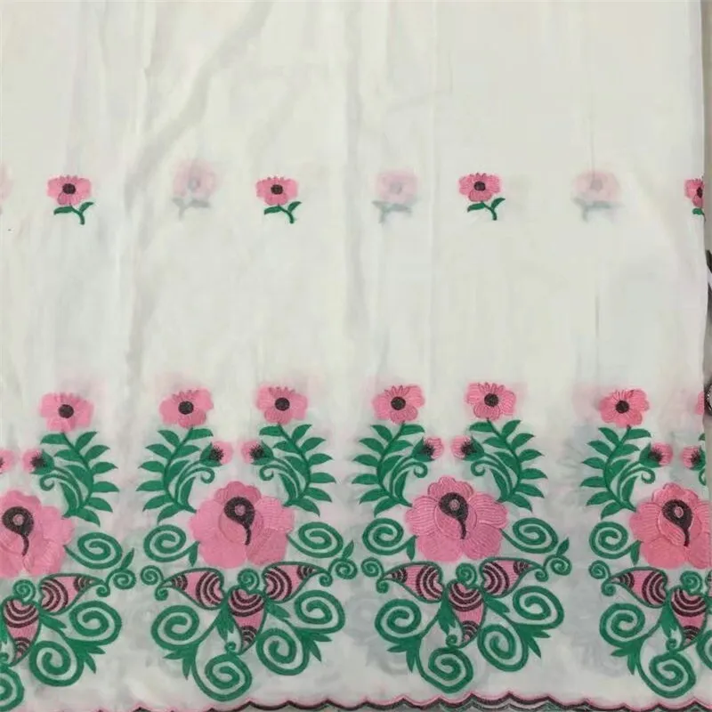 

Hot selling Nigerian Tull Lace fabrics B8S19 ,Pure white with Pink Embroidered 5yards a lot in wholesale price African Dry Lace
