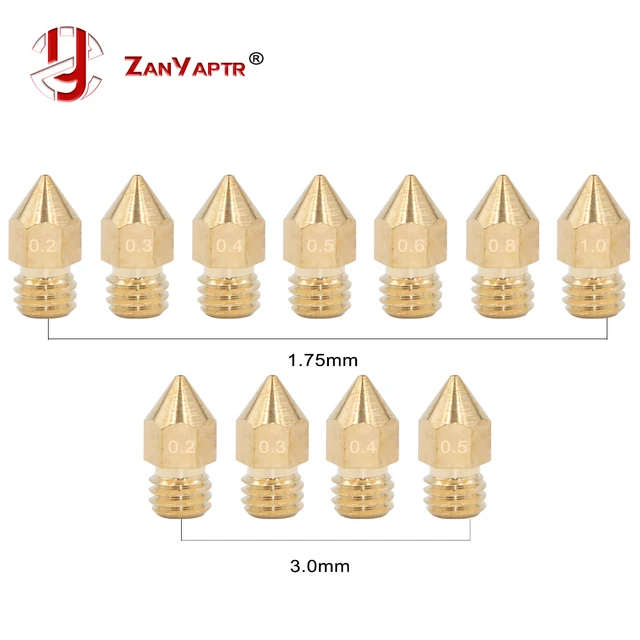 Extraordinary Offers 5Pcs 3D Printer Brass Copper Nozzle Mixed Sizes 0.2/0.3/0.4/0.5 Extruder Print Head For 1.75MM MK8 Makerbot