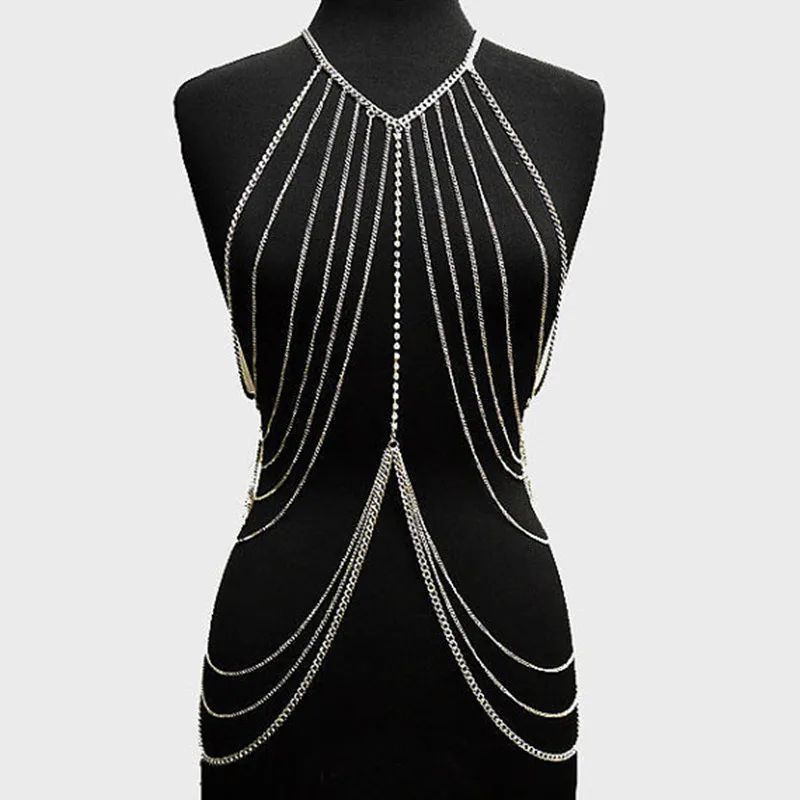 Пляжное большое многослойное ожерелье с кисточками, женское сексуальное винтажное свадебное ювелирное изделие для тела Gros Collier - Окраска металла: 1