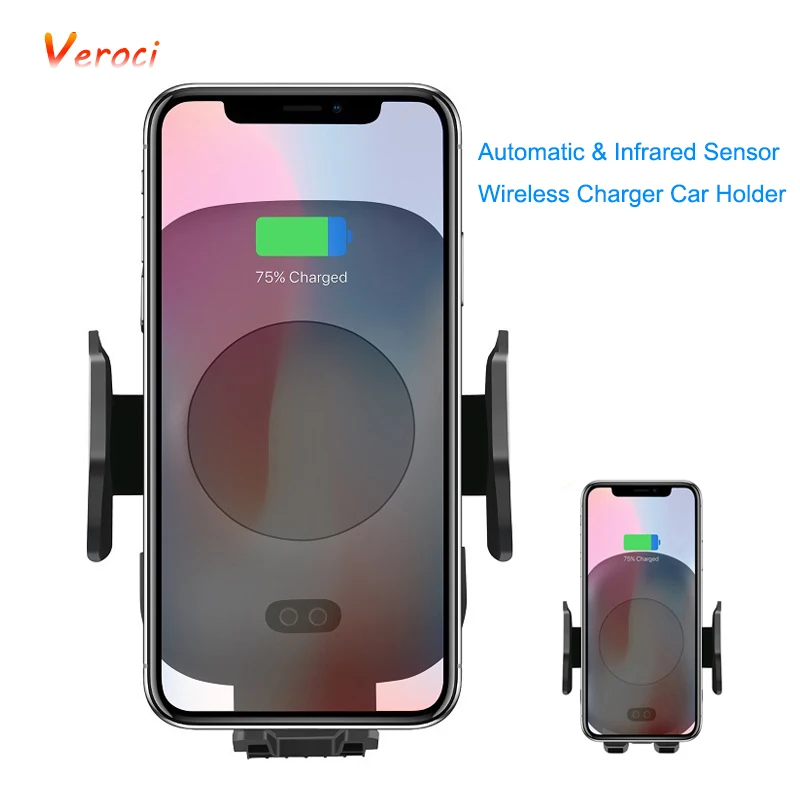 

Qi Automatic Wireless Charger for iphone X 8 Plus for Samsung S9 S8 Air Vent Infrared Sensor Car Holder Quick Charging