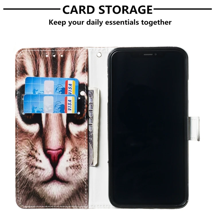 Чехол-книжка с откидной крышкой для Coque iPhone 6S, кожаный чехол-кошелек с милым котом для телефона для iPhone 6S 6 7 8 Plus X XS 11 Pro Max XR 5 5S SE чехол