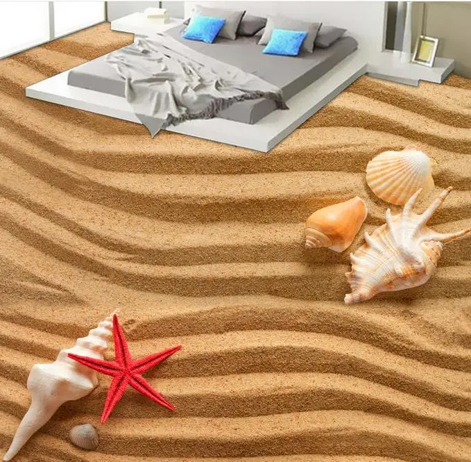 Самоклеящиеся 3D обои для дома напольные пляжные раковины плитка спальни стена