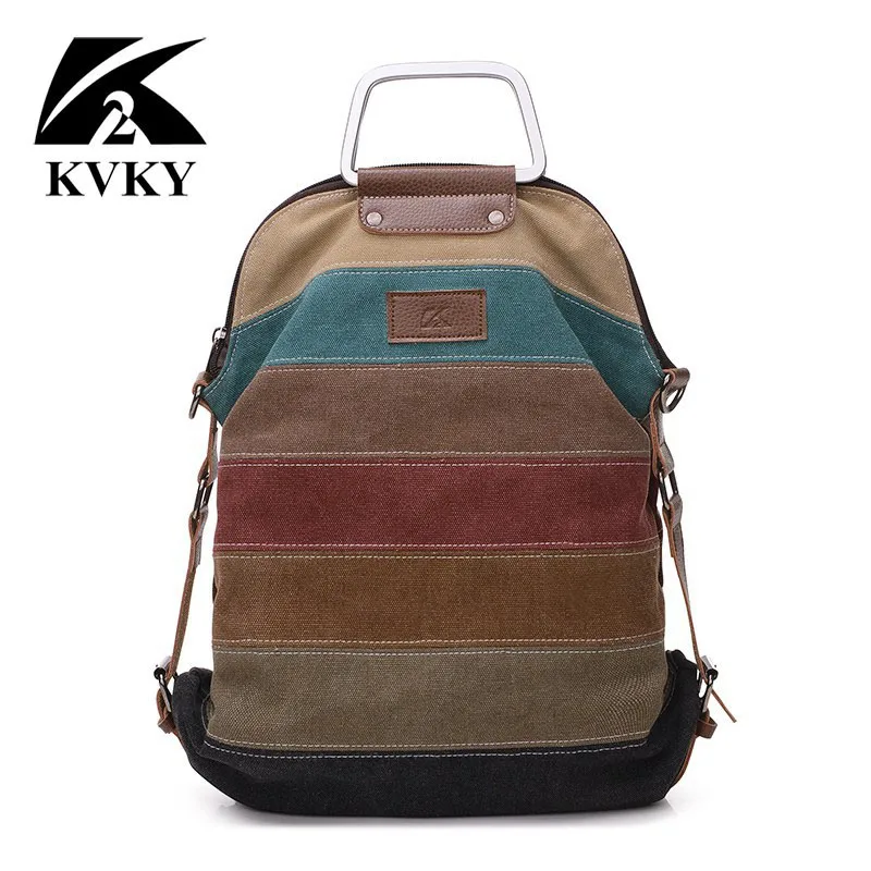 KVKY étnico arco iris de lona de las mujeres de Mochila mujer rayas multifunción Patchwork Mochila bolso de escuela Bolsas Mochila B842 KVKY étnico arco iris de lona de las mujeres de Mochila mujer rayas multifunción Patchwork Mochila bolso de escuela Bolsas Mochila B842