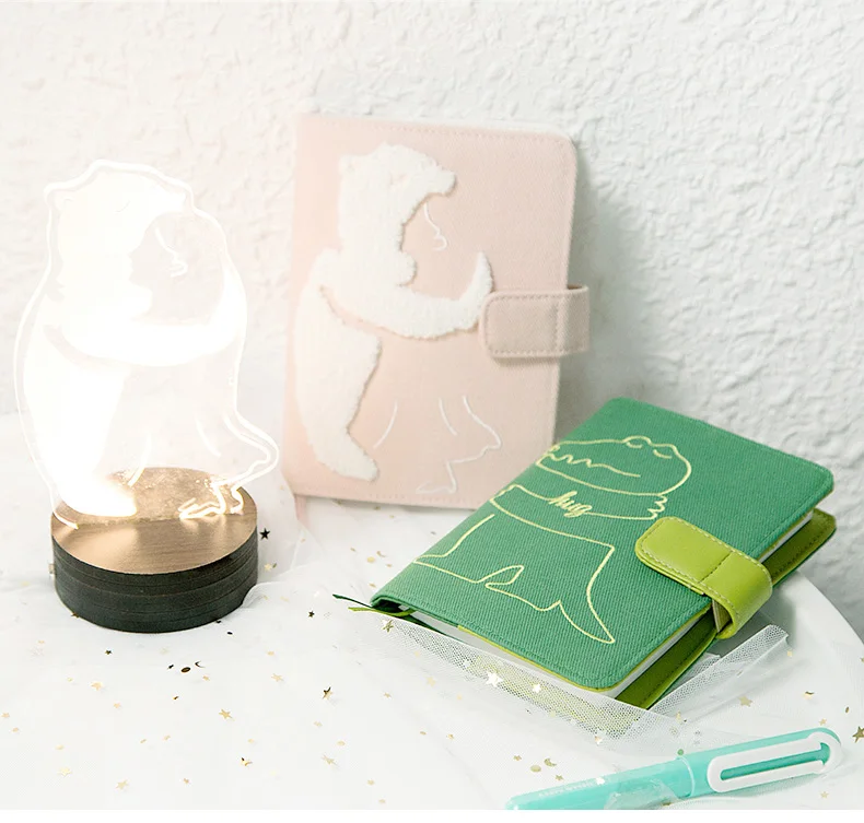 

Kinbor Kawaii A6 Embroidery Cloth Travel Notebook Hobonichi Style Undated Calender Planner Journal Diary Notepad Cute Stationery