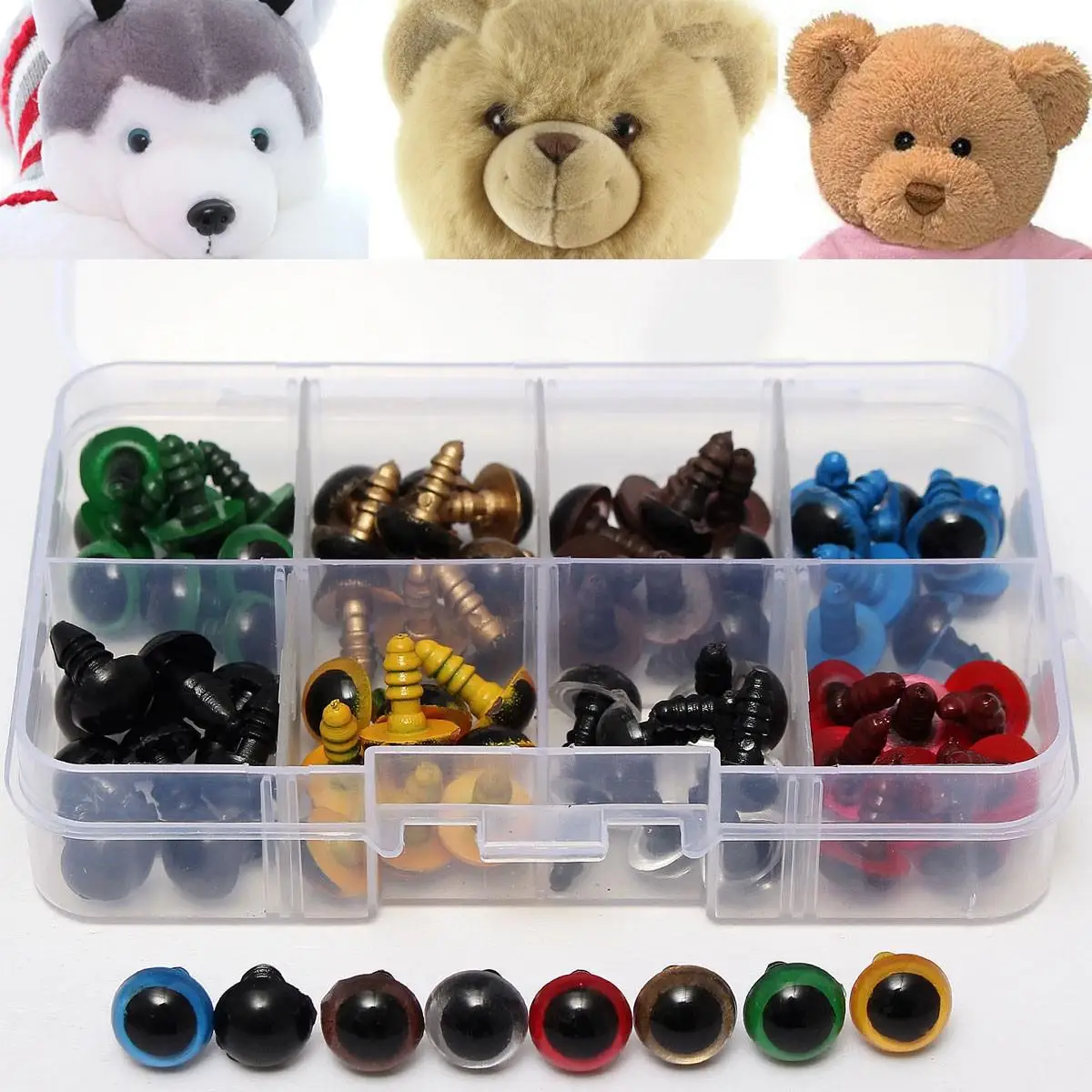 

New DIY Chicest 80Pcs/40Pairs 8 Color-Mix 10mm Safety Eyes Box for Teddy Bear Stuffed Toy Snap Animal Puppet Doll Craft