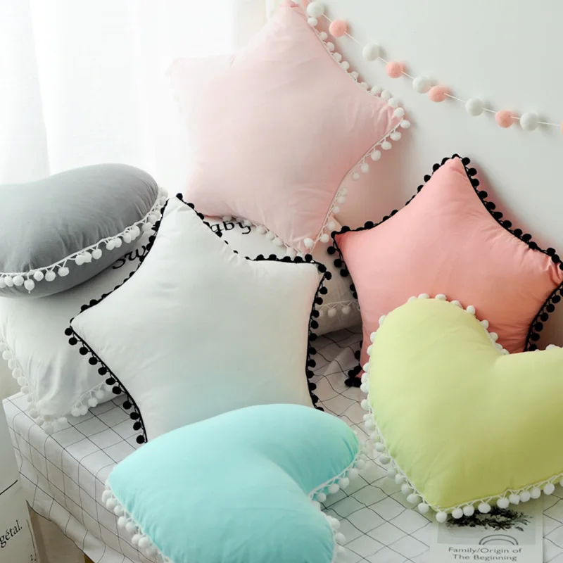 

Twill Cloth Colorful Removable Washing Pillow Soft High-quality Five-pointed Star-shaped Love Heart-shaped Comfortable Cushion