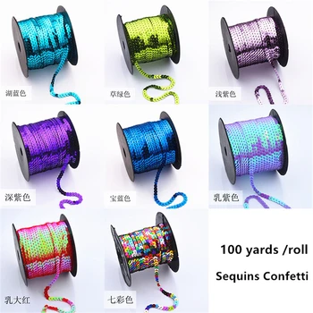 

1 Roll/Lot 100 Yards Wedding Party Decoration Loose Round Flat Sequins Confetti Clothing Accessory DIY Craft Art 6mm