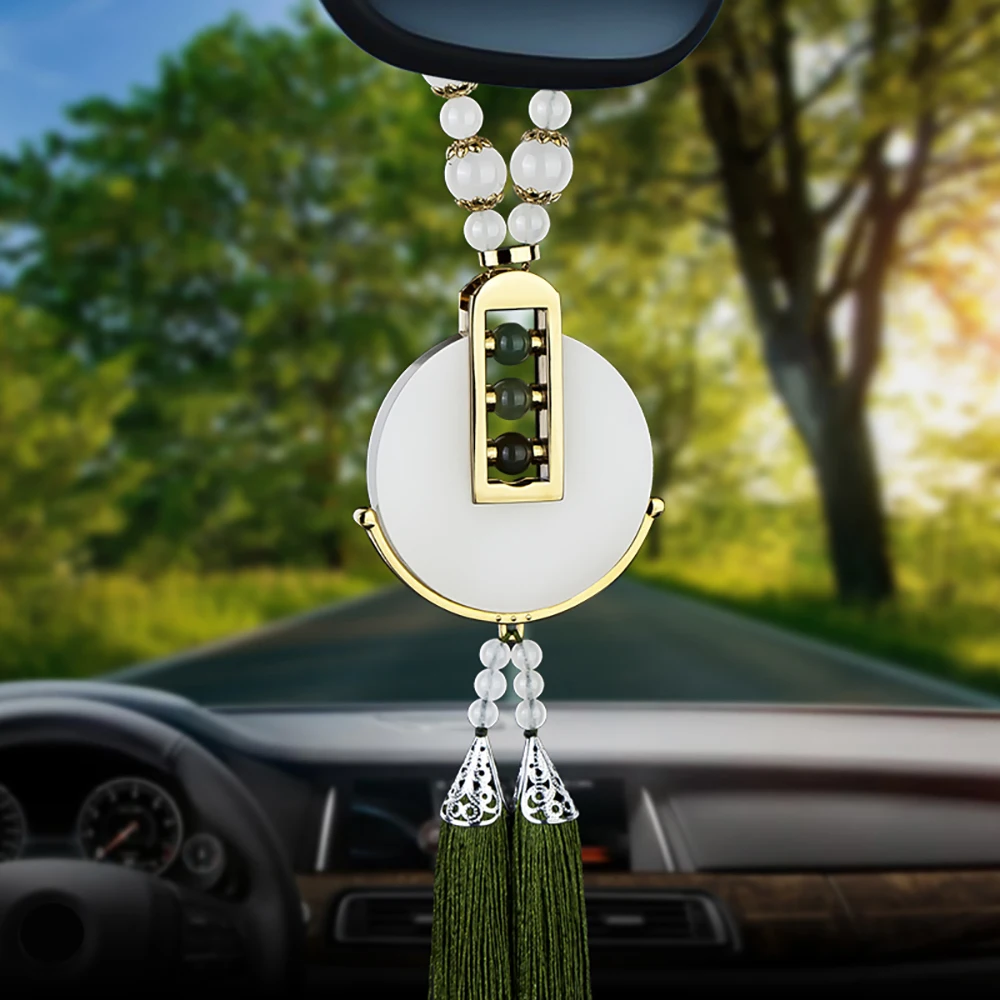Car Pendant White Jade Hanging Decoration For Automobile Rear View