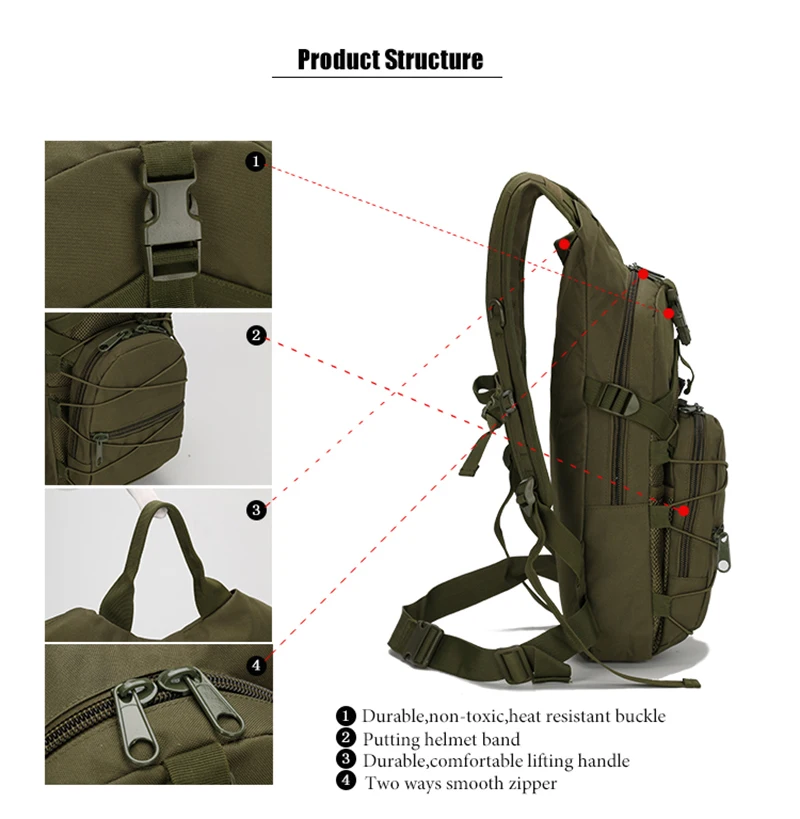 Армейский тактический рюкзак для воды, военный рюкзак для воды для мужчин, туристический велосипед рюкзак для мочевого пузыря, без сумки для воды