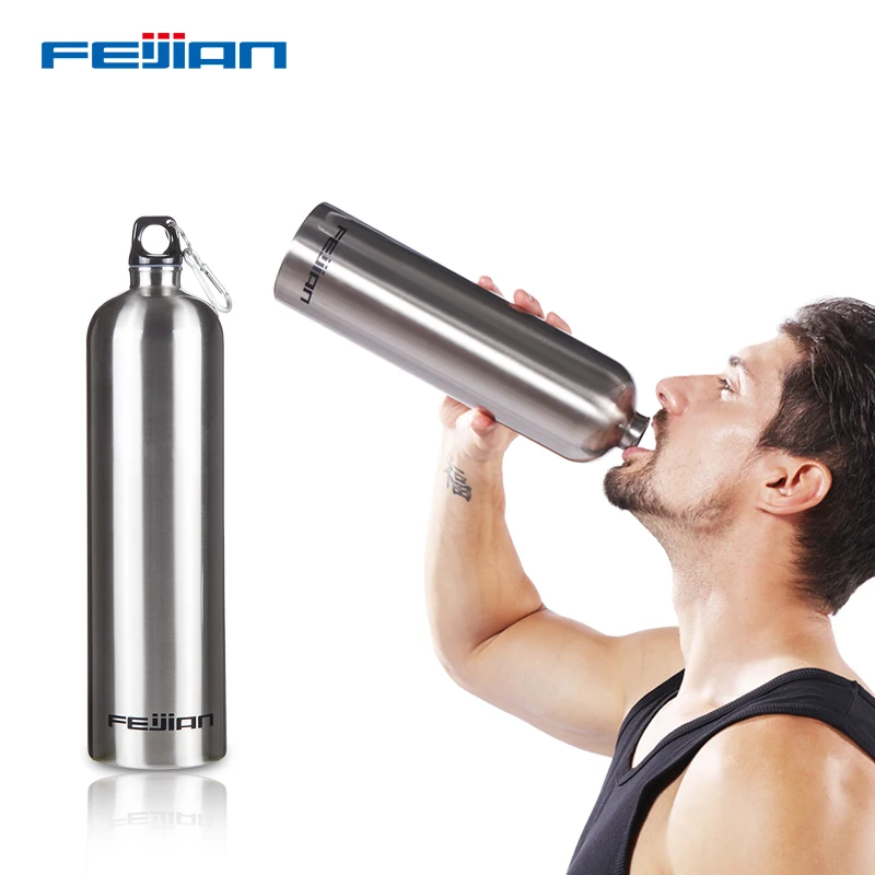 Feijian, Спортивная бутылка для воды, большая емкость, портативная, нержавеющая сталь, с широким горлышком, для питья, на открытом воздухе, для путешествий, цикла, чайник, колба для лагеря