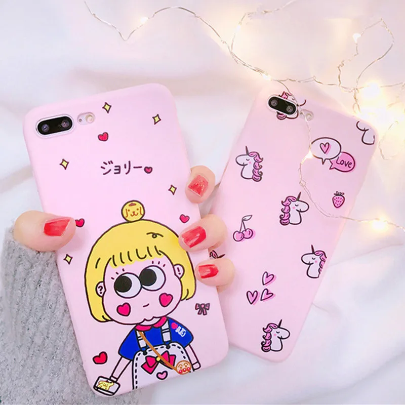 Милый мягкий чехол для телефона с единорогом iPhone 6 6s 7 8 Plus Coque Fundas мультяшная