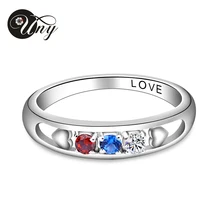 UNY Fashion wedding rings Rhodium plated rings for women Customized Engrave Jewelry Personalized Valentine Gifts Free Shipping