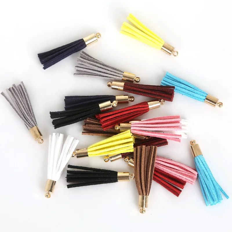 

10pcs/lot 35mm Multi Colors Suede Tassel Charm Pendant Key Chain for Earring Finding Cellphone Straps Clothing DIY Craft Making