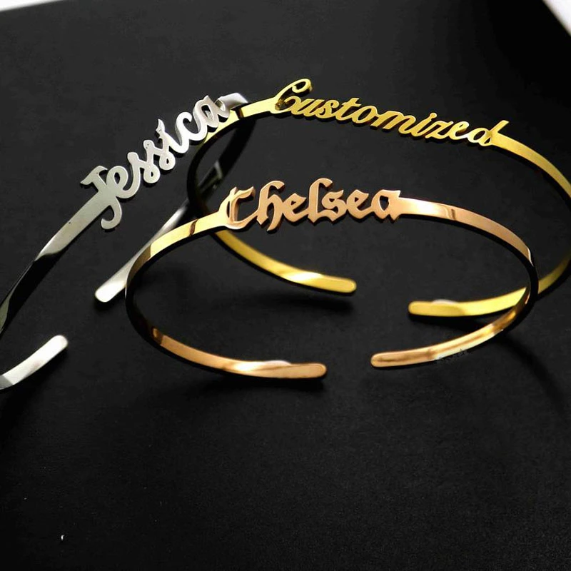 Personalizzata Vecchio Nome Inglese Dei Braccialetti Dei Braccialetti Per Le Donne Gli Uomini Del Bambino Gioielli Gotici Preventivo Personalizzato ...