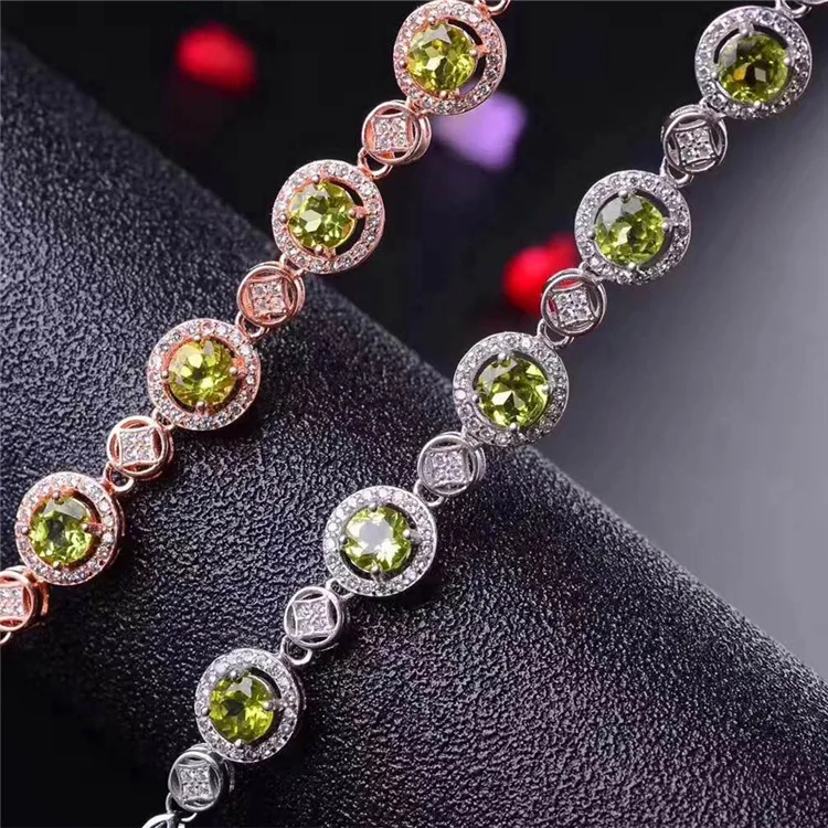 KJJEAXCMY fine jewelry S925 серебряной инкрустацией натурального оливкового-камень женский стиль браслет серебряные украшения ручной украшения