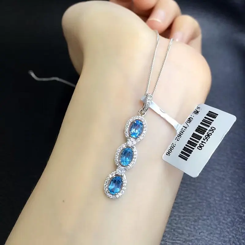 

2017 Qi Xuan_Blue Stone Simple Elegant Pendant Necklace_Real Blue Stone Necklace_Quality Guaranteed_Manufacturer Directly Sale