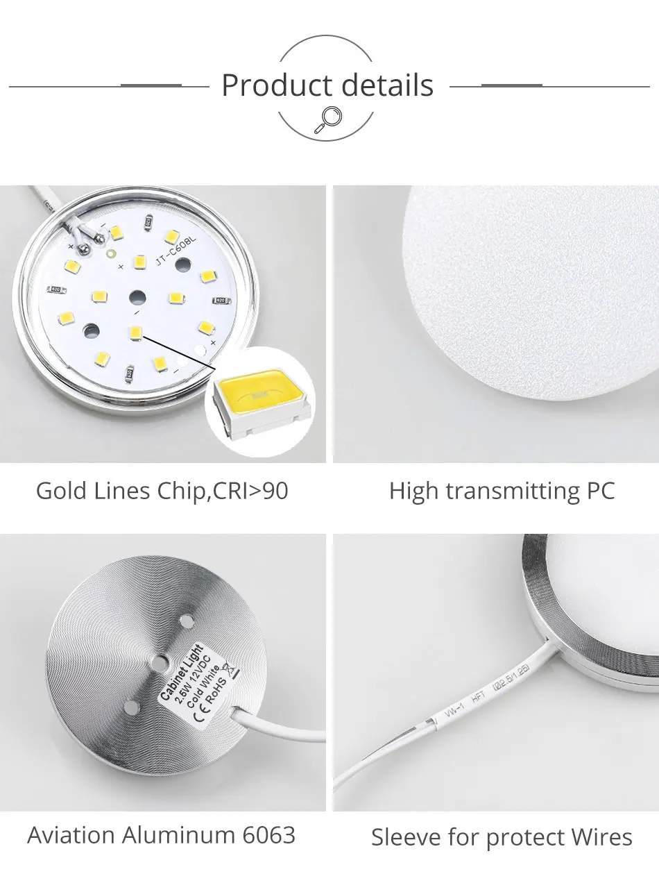 2.5W LED Cabinet Lights 6Pcs Under Counter Shelf Furniture Lighting Kitchen Cupboard Soft Light Illuminate Showcase Exhibition (3)