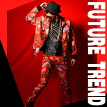 M-6XL! /ночной клуб певец DSDJ Красный значок хип хоп бейсбол одежда большой бар костюмы аксессуары