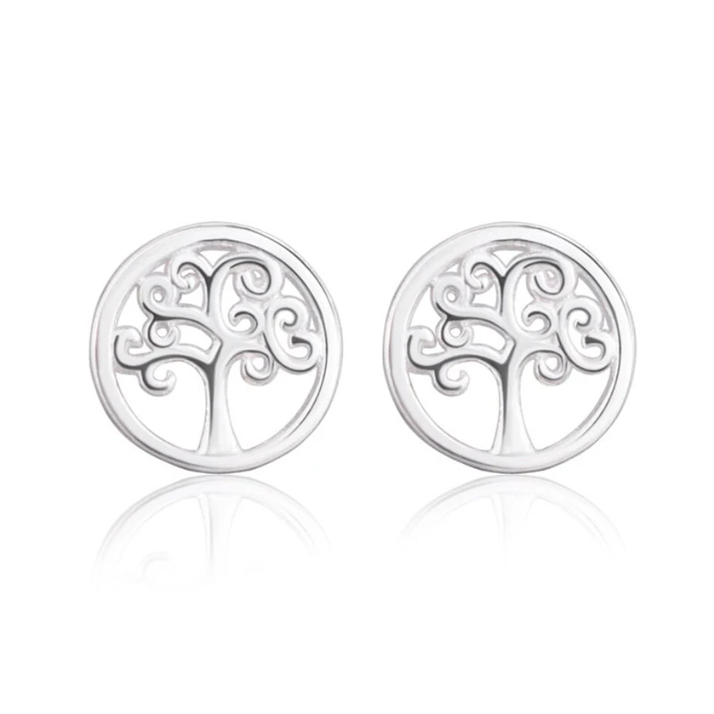 

KOFSAC Fashion 925 Sterling Silver Stud Earrings Women Jewelry Cute Exquisite Life Tree Earring Lady Anniversary Accessories