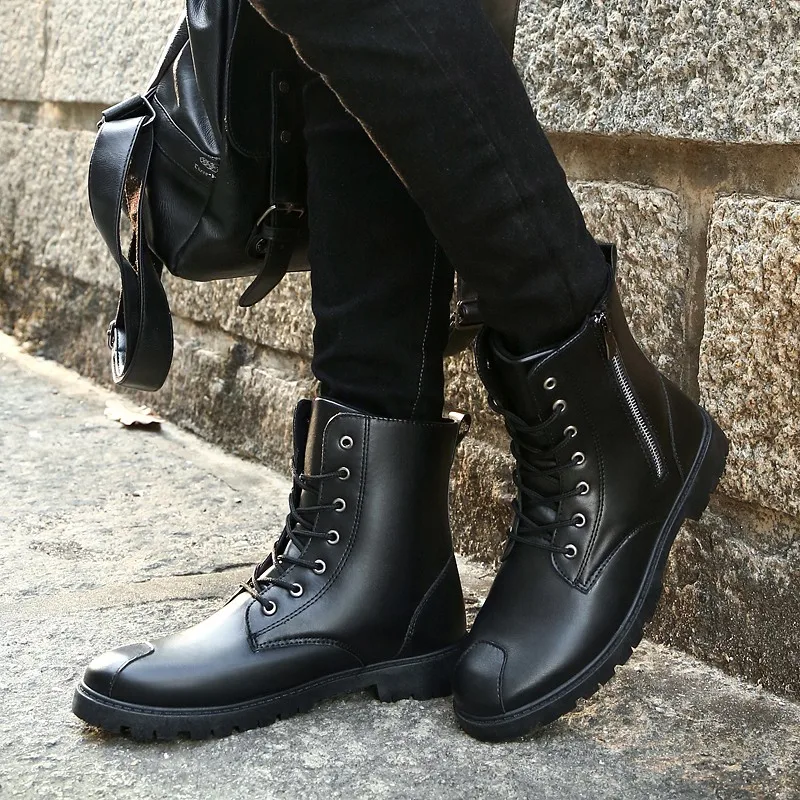 LettBao/; трендовые зимние ботинки для мужчин; военные ботинки; ботильоны в байкерском стиле; зимняя обувь; мужская кожаная обувь черного и коричневого цвета