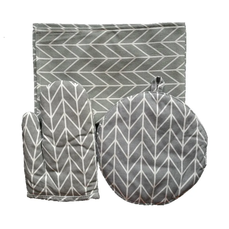  CFen A's Simple Patterns Quality Table Napkin+Kitchen Glove+Potholder Hot Mat Dining Table Mat Set 