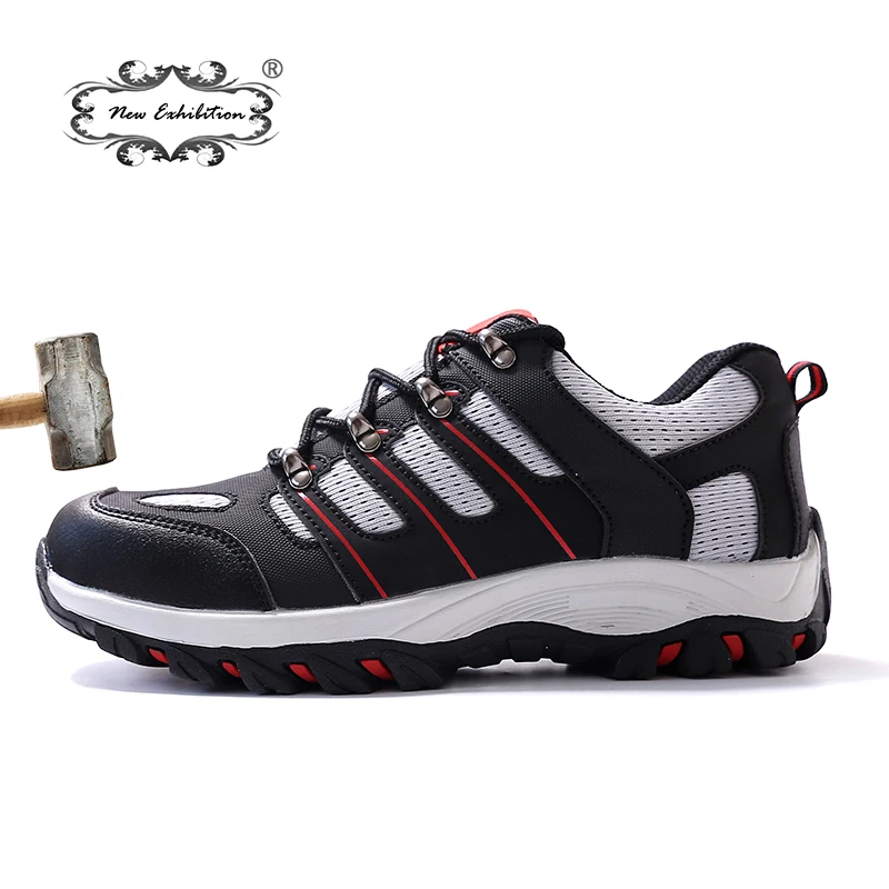 

New exhibition Men's Safety Shoes Breathable Steel Toe Cap Anti-smashing stab-resistant Men fashion Sneaker Work Protective shoe