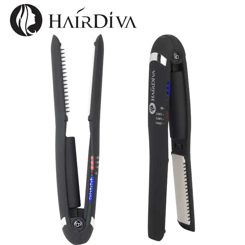 HairDiva мини-утюжок для путешествий, выпрямитель для волос, двойное напряжение, зарядка через Usb, титановые утюги, портативные пряди для волос