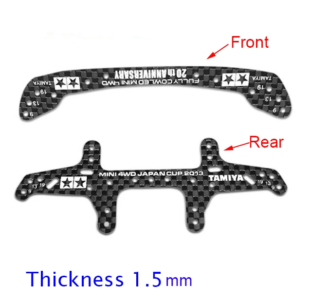 10 шт. 95072+ 94954 1,5 мм углеродное волокно передняя/задняя надпись Армирующая пластина для RC Tamiya Mini 4WD гоночный автомобиль модель