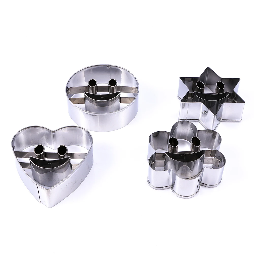 

4 pcs/Set DIY Baking Accessories Stainless Steel Smiling Face Emoji Mold Cookies Cutter Mould Pastry Cake Decorating Tools